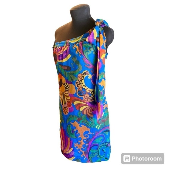Banana Republic X Trina Turk Coachella Floral Silk One Shoulder Dress, size 0 - Picture 8 of 14